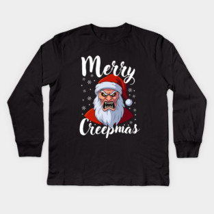 Menacing Santa with Snowflakes - Creepy Christmas Holiday Kids Long Sleeve T-Shirt