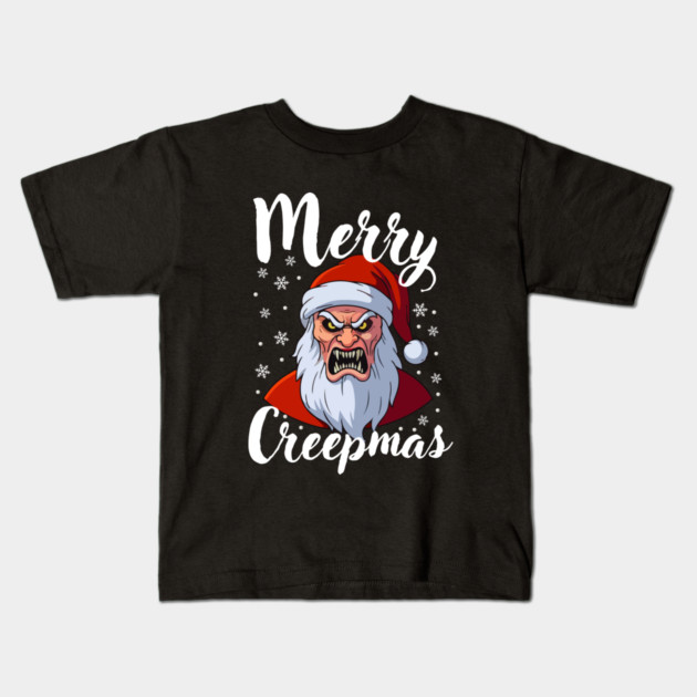Menacing Santa with Snowflakes - Creepy Christmas Holiday Kids T-Shirt by Creatifly Graphic Tees