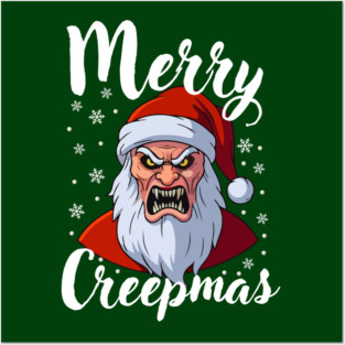 Menacing Santa with Snowflakes - Creepy Christmas Holiday Posters and Art