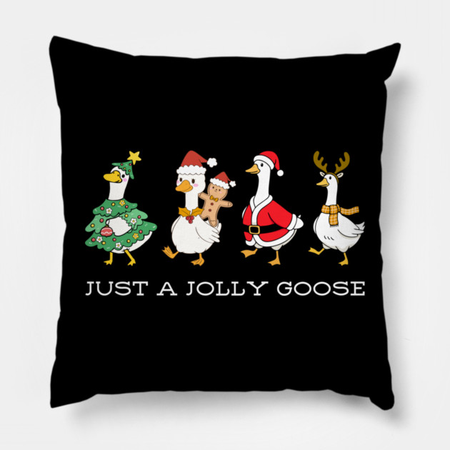 Jolly Christmas Geese – Festive Feathered Friends in Holiday Gear Pillow by Creatifly Graphic Tees