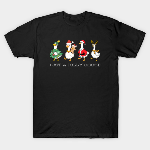 Jolly Christmas Geese – Festive Feathered Friends in Holiday Gear T-Shirt by Creatifly Graphic Tees