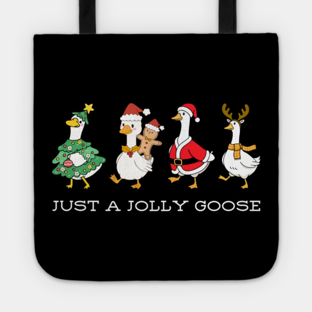 Jolly Christmas Geese – Festive Feathered Friends in Holiday Gear Tote by Creatifly Graphic Tees