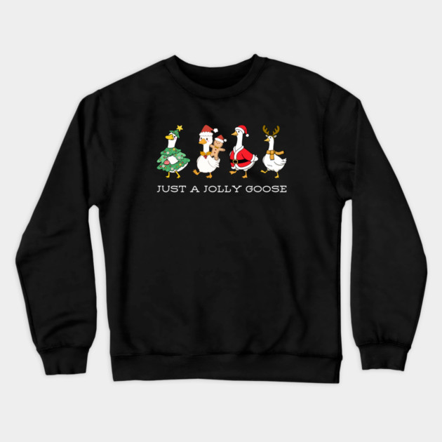 Jolly Christmas Geese – Festive Feathered Friends in Holiday Gear Crewneck Sweatshirt by Creatifly Graphic Tees