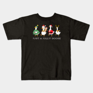 Jolly Christmas Geese – Festive Feathered Friends in Holiday Gear Kids T-Shirt