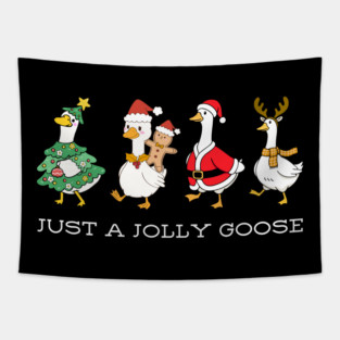 Jolly Christmas Geese – Festive Feathered Friends in Holiday Gear Tapestry