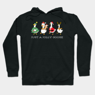 Jolly Christmas Geese – Festive Feathered Friends in Holiday Gear Hoodie