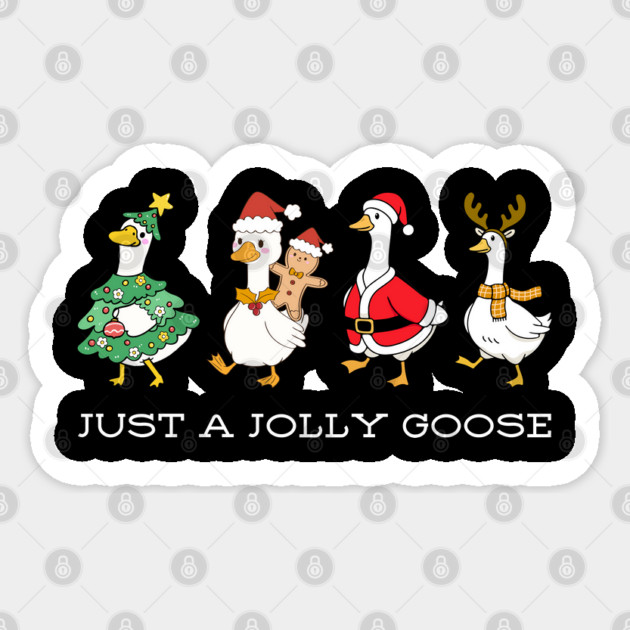 Jolly Christmas Geese – Festive Feathered Friends in Holiday Gear Sticker by Creatifly Graphic Tees