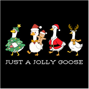 Jolly Christmas Geese – Festive Feathered Friends in Holiday Gear Posters and Art