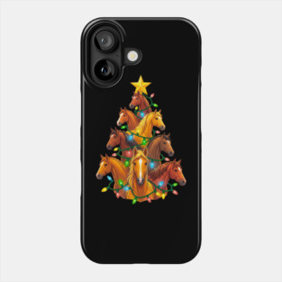 Holiday Horse Tree – Christmas Horses Wrapped in Lights Phone Case