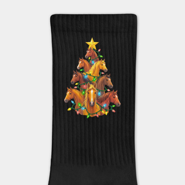 Holiday Horse Tree – Christmas Horses Wrapped in Lights by Creatifly Graphic Tees