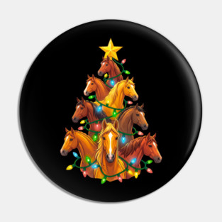 Holiday Horse Tree – Christmas Horses Wrapped in Lights Pin