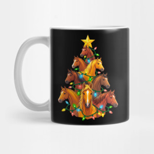Holiday Horse Tree – Christmas Horses Wrapped in Lights Mug