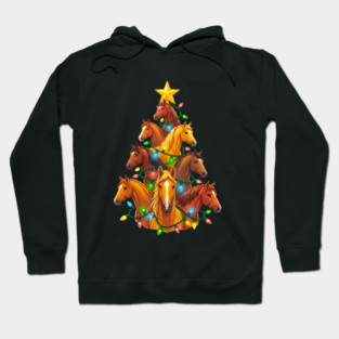 Holiday Horse Tree – Christmas Horses Wrapped in Lights Hoodie