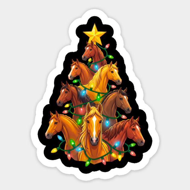 Holiday Horse Tree – Christmas Horses Wrapped in Lights Magnet by Creatifly Graphic Tees