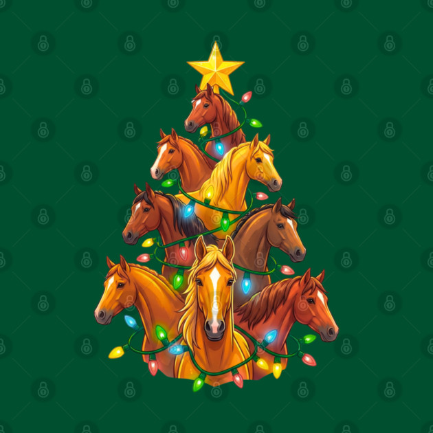 Holiday Horse Tree – Christmas Horses Wrapped in Lights by Creatifly Graphic Tees