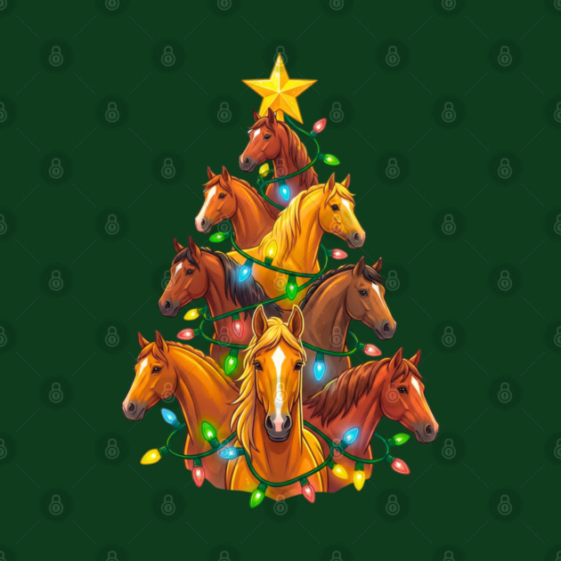Holiday Horse Tree – Christmas Horses Wrapped in Lights by Creatifly Graphic Tees
