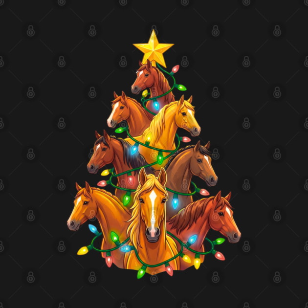 Holiday Horse Tree – Christmas Horses Wrapped in Lights by Creatifly Graphic Tees
