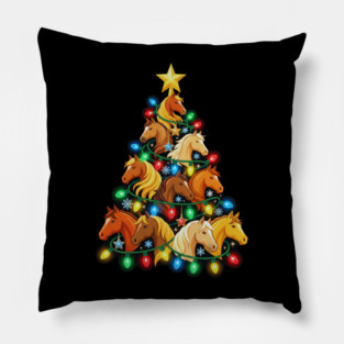 Christmas Tree of Horses – Festive Horse Holiday Lights Pillow