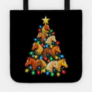 Christmas Tree of Horses – Festive Horse Holiday Lights Tote