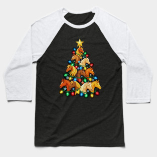 Christmas Tree of Horses – Festive Horse Holiday Lights Baseball T-Shirt