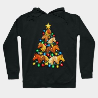 Christmas Tree of Horses – Festive Horse Holiday Lights Hoodie