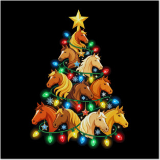 Christmas Tree of Horses – Festive Horse Holiday Lights Posters and Art