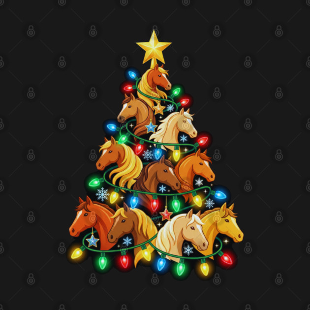 Christmas Tree of Horses – Festive Horse Holiday Lights by Creatifly Graphic Tees
