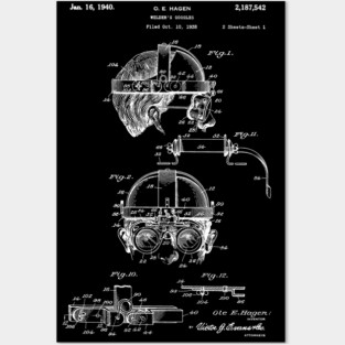 Welder's Goggles 1940 Patent, Welding Invention Blueprint, Welder Gift, Industrial welding Posters and Art