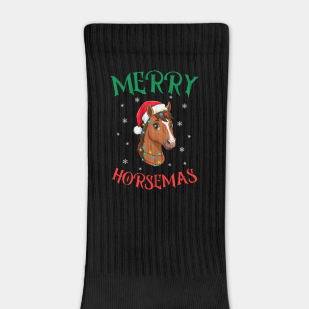 Merry Horsemas – Festive Horse with Christmas Lights by Creatifly Graphic Tees