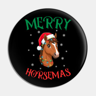 Merry Horsemas – Festive Horse with Christmas Lights Pin