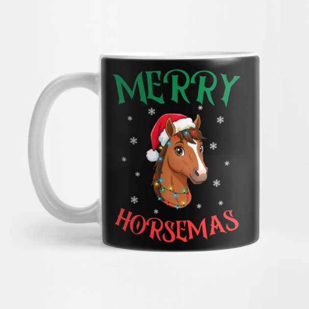 Merry Horsemas – Festive Horse with Christmas Lights by Creatifly Graphic Tees