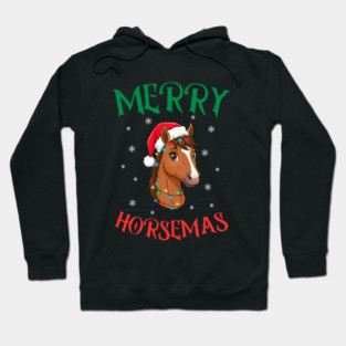 Merry Horsemas – Festive Horse with Christmas Lights Hoodie