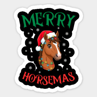Merry Horsemas – Festive Horse with Christmas Lights Sticker