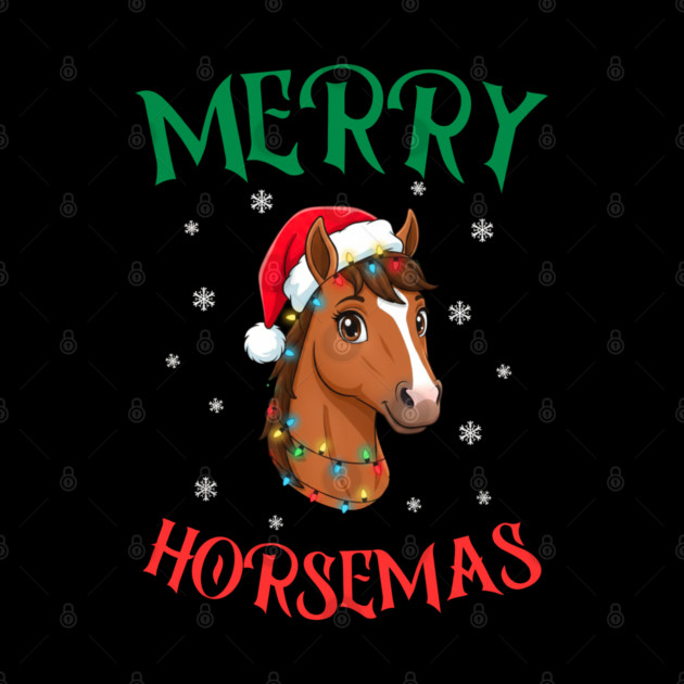 Merry Horsemas – Festive Horse with Christmas Lights by Creatifly Graphic Tees