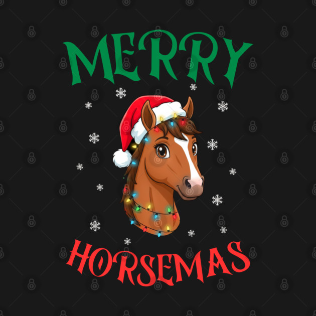 Merry Horsemas – Festive Horse with Christmas Lights by Creatifly Graphic Tees