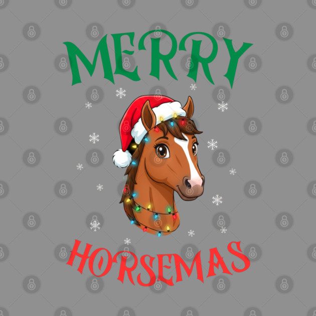 Merry Horsemas – Festive Horse with Christmas Lights by Creatifly Graphic Tees