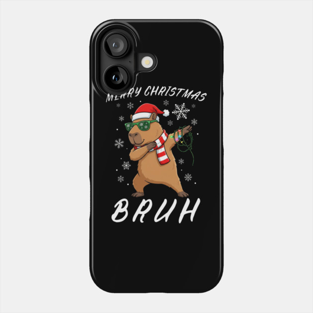 Cool Christmas Dabbing Capybara – Merry Christmas Bruh! Phone Case by Creatifly Graphic Tees