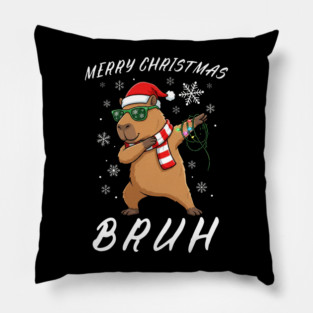 Cool Christmas Dabbing Capybara – Merry Christmas Bruh! Pillow