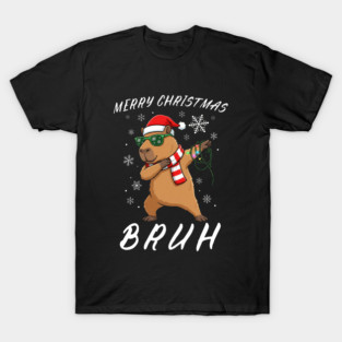 Cool Christmas Dabbing Capybara – Merry Christmas Bruh! T-Shirt