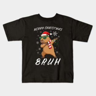 Cool Christmas Dabbing Capybara – Merry Christmas Bruh! Kids T-Shirt