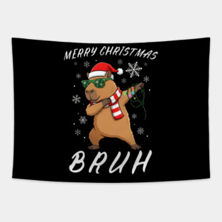 Cool Christmas Dabbing Capybara – Merry Christmas Bruh! Tapestry