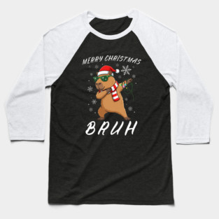 Cool Christmas Dabbing Capybara – Merry Christmas Bruh! Baseball T-Shirt