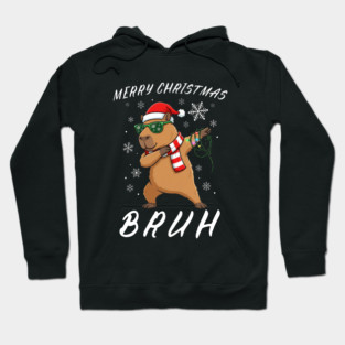 Cool Christmas Dabbing Capybara – Merry Christmas Bruh! Hoodie