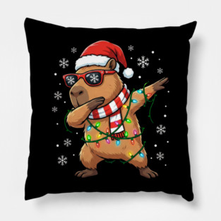 Cool Dabbing Capybara Christmas – Festive Holiday Vibes Pillow