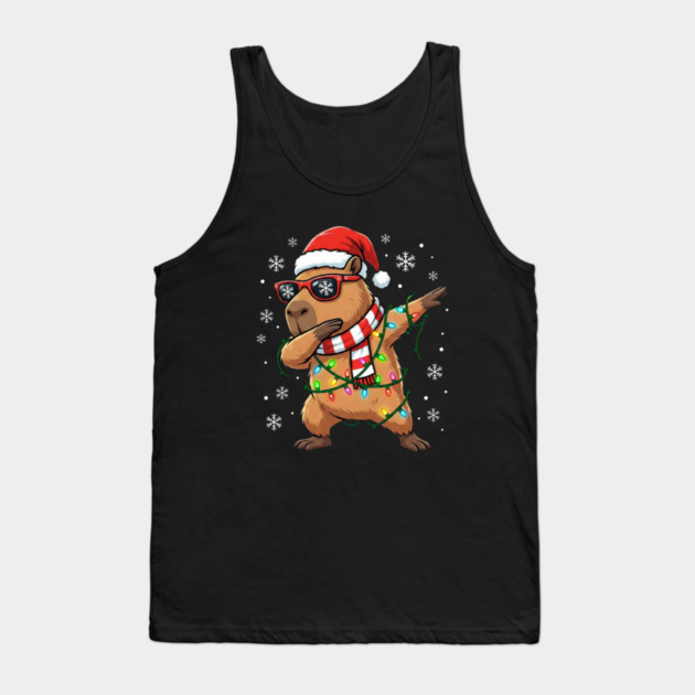 Cool Dabbing Capybara Christmas – Festive Holiday Vibes Tank Top by Creatifly Graphic Tees