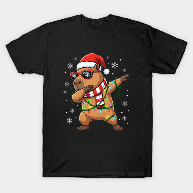 Cool Dabbing Capybara Christmas – Festive Holiday Vibes T-Shirt by Creatifly Graphic Tees