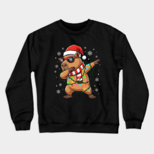 Cool Dabbing Capybara Christmas – Festive Holiday Vibes Crewneck Sweatshirt