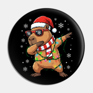 Cool Dabbing Capybara Christmas – Festive Holiday Vibes Pin