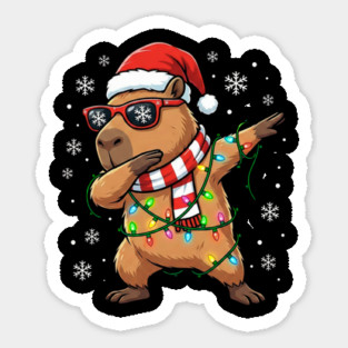 Cool Dabbing Capybara Christmas – Festive Holiday Vibes Sticker