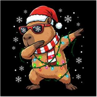 Cool Dabbing Capybara Christmas – Festive Holiday Vibes Posters and Art